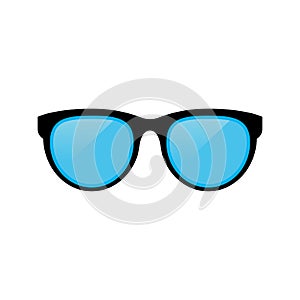 Black sunglasses with blue mirror Lens isolated illustration on white background.